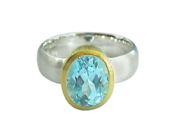 Gemshine - Damen - Ring - Silber 925 - Vergoldet - Topas - Blau, Ringgröße:59 (18.8)