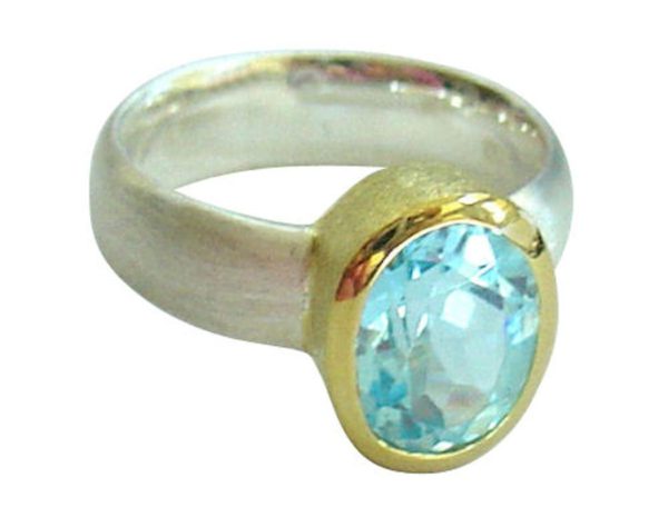 Gemshine - Damen - Ring - Silber 925 - Vergoldet - Topas - Blau, Ringgröße:59 (18.8) – Bild 4