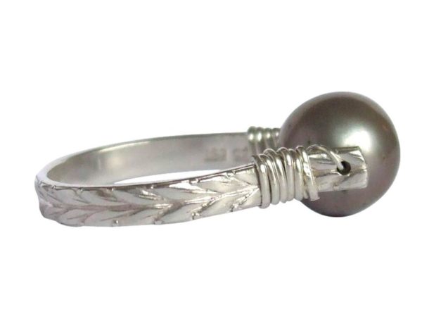 Gemshine - Damen - Ring - Spannring - 925 Silber - Zuchtperle - Tahiti - Grau - 8mm – Bild 4