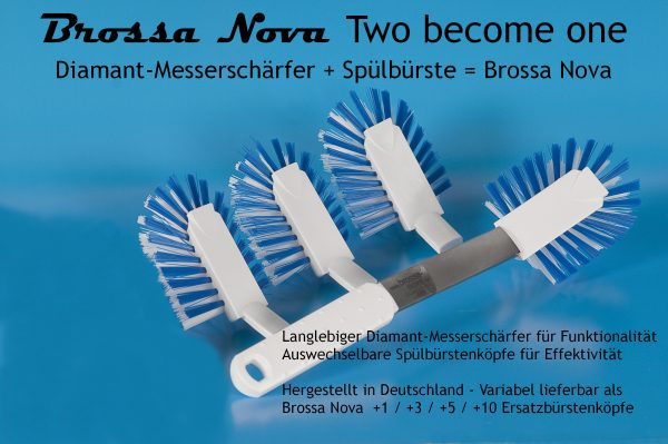 Brossa Nova +3 Hybrid-Spülbürste, KÜCHENMESSER SCHÄRFT MAN NASS  -  AM BESTEN GLEICH BEIM SPÜLEN – Bild 4