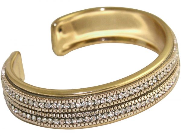 GEMSHINE Armreif mit Lederband und Strass. Armband versilbert, vergoldet oder rose vergoldet. Made in Madrid / Spain. Qualitätsvoller Schmuck im edlen Etui. – Bild 4