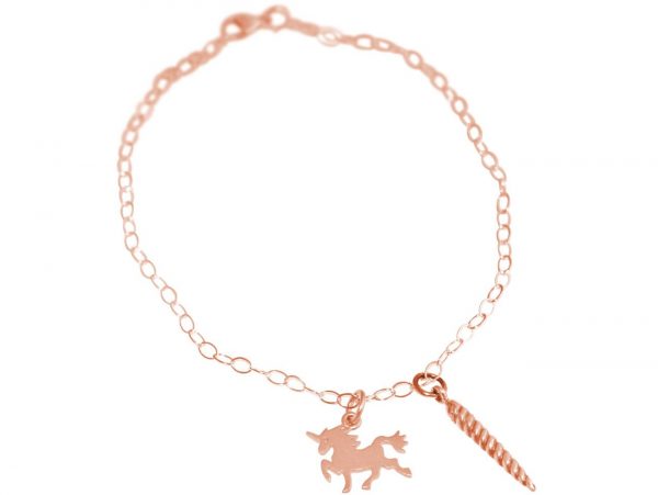 GEMSHINE Armband mit Einhorn und Horn. Armkette aus 925 Silber mit Länge 18cm. Made in Spanien. Im Geschenketui., Metall Farbe:Silber rose vergoldet – Bild 3