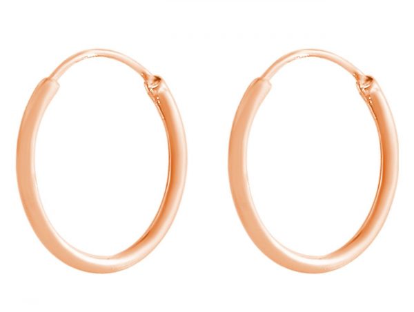 GEMSHINE 585 rose Gold 14k Creolen endless Hoop Ohrringe im klassischen Design in Größen 10 mm - 16 mm. Made in Madrid / Spanien – Bild 3