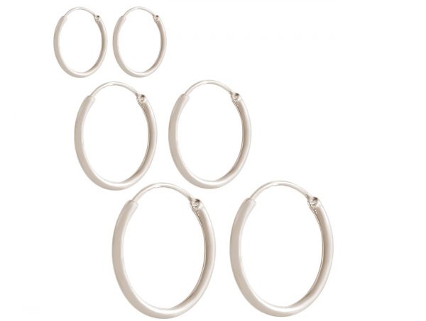 GEMSHINE 925 Silber Creolen endless Hoop Ohrringe im klassischen Design in Größen 12 mm - 40 mm. Made in Madrid / Spanien