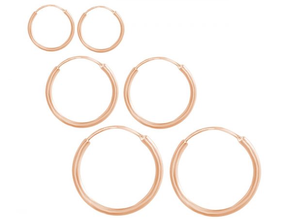 GEMSHINE 925 Silber rose vergoldete Creolen endless Hoop Ohrringe im klassischen Design in Größen 12 mm - 40 mm. Made in Madrid / Spanien, Ohrringe Diameter:12 – Bild 5