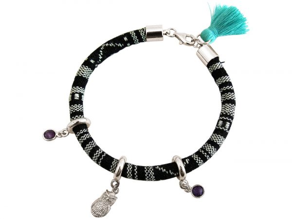 Gemshine - Damen - Armband - 925 Silber - AZTEC - Uhu -  Eule - Amethyst - Violett – Bild 3