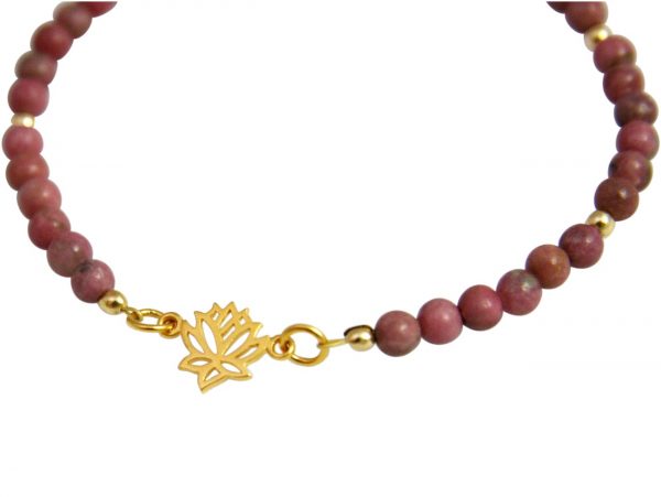 Gemshine - Damen - Armband - 925 Silber - Vergoldet - Lotus Blume - Edelstein - Rosa - YOGA – Bild 4