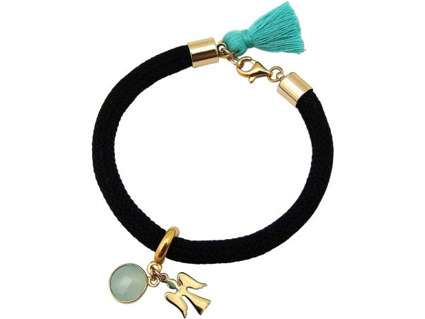 Gemshine - Damen - Armband - Vergoldet - Edelstein - Aqua Chalcedon - Engel - Grün - Schwarz – Bild 3