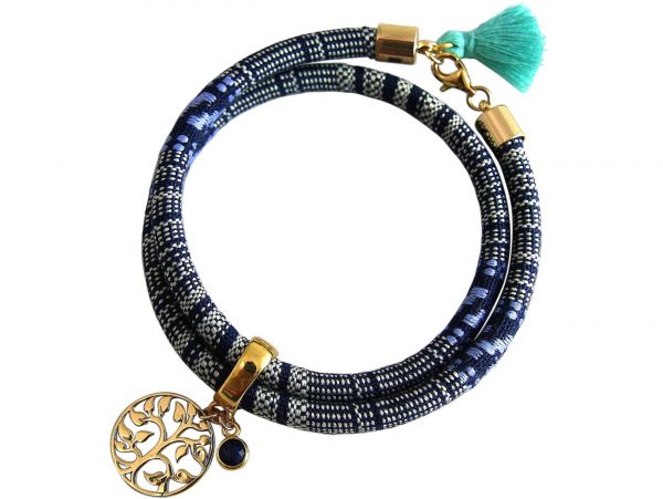 Gemshine - Damen - Armband - Wickelarmband - Vergoldet - Lebensbaum - AZTEC - Saphir - Blau – Bild 3