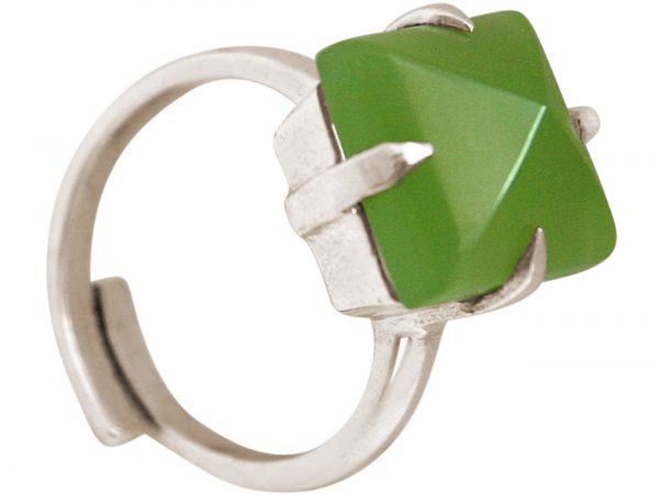 Gemshine - Damen - Ring - 925 Silber - Chalcedon - Meeresgrün - 12mm - Größenverstellbar