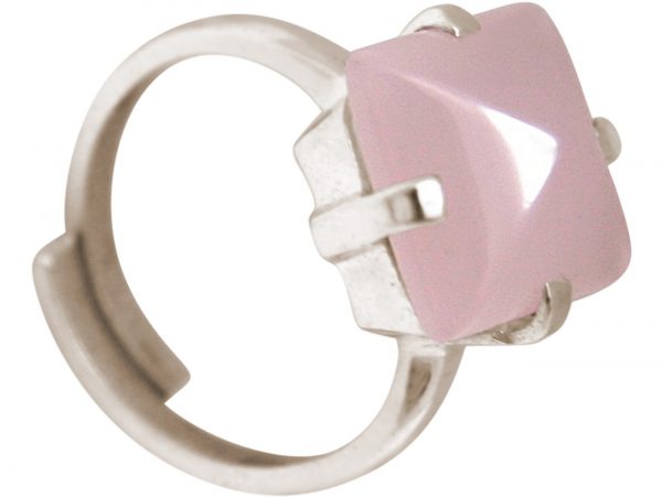 Gemshine - Damen - Ring - 925 Silber - Chalcedon - Rosa - 12mm - Größenverstellbar