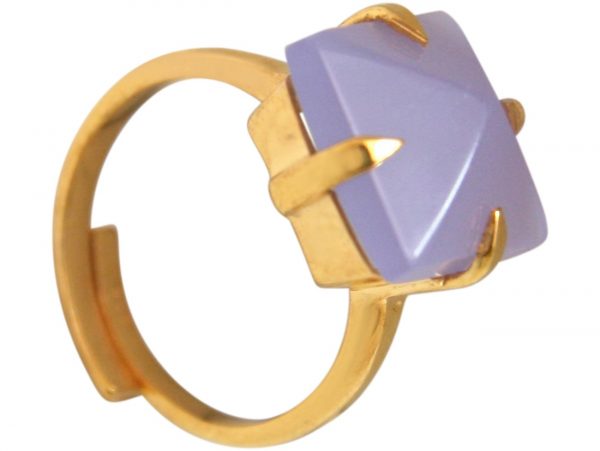 Gemshine - Damen - Ring - 925 Silber Vergoldet - Chalcedon - Lavendel Lila - 12mm - Größenverstellbar – Bild 3