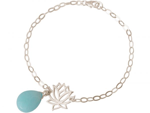 GEMSHINE Damenarmband aus 925 Silber mit YOGA Lotusblume und Türkis Tropfen. Edelstein hervorragender Qualität und Farbe. Made in Madrid / Spanien. Im eleganten Schmucketui mit Geschenkverpackung – Bild 4