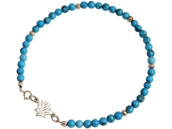 GEMSHINE Damenarmband aus 925 Silber mit YOGA Lotusblume und Türkis. Edelsteine hervorragender Qualität und Farbe. Made in Madrid / Spanien. Im eleganten Schmucketui mit Geschenkverpackung. – Bild 4