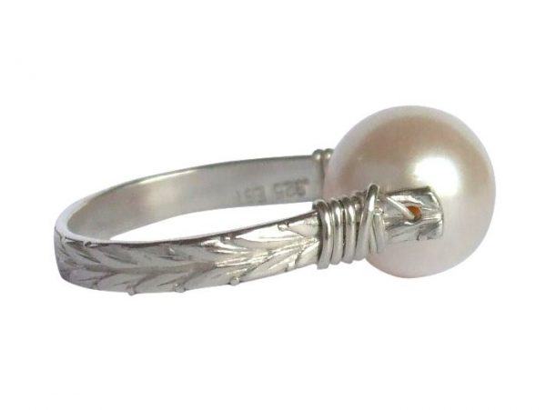 Gemshine - Damen - Ring - Spannring - 925 Silber - Zuchtperle - Weiß - 8mm, Ringgröße:56 (17.8) – Bild 4