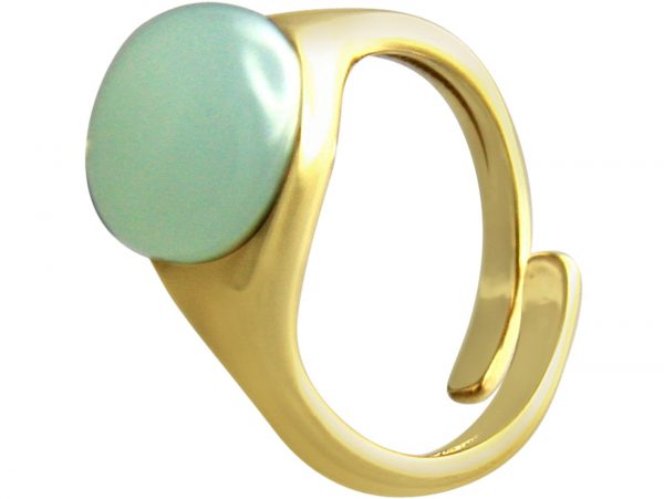 Gemshine - Damen - Ring - 925 Silber Vergoldet - Chalcedon - Meeresgrün - Größenverstellbar - 10mm – Bild 5