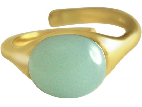 Gemshine - Damen - Ring - 925 Silber Vergoldet - Chalcedon - Meeresgrün - Größenverstellbar - 10mm – Bild 4