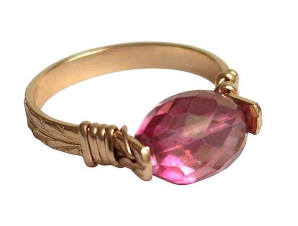 Gemshine - Damen - Ring - Spannring - Vergoldet - Turmalin - Rosa, Ringgröße:58 (18.5) – Bild 3