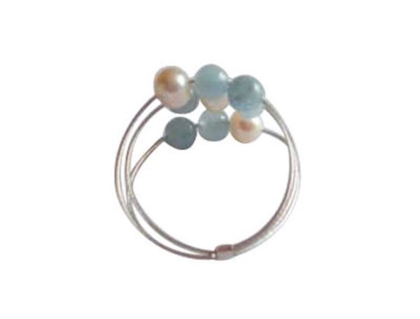 Gemshine - Damen - Ring - 925 Silber - Aquamarin - Perlen - Blau - Weiß, Ringgröße:51 (16.2) – Bild 4