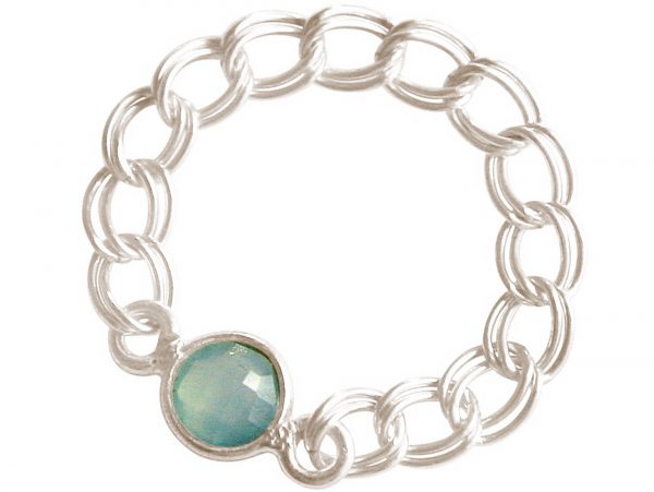 Gemshine - Damen - Ring - 925 Silber - Chalcedon - Meeresgrün - Beweglich - Geschmeidig