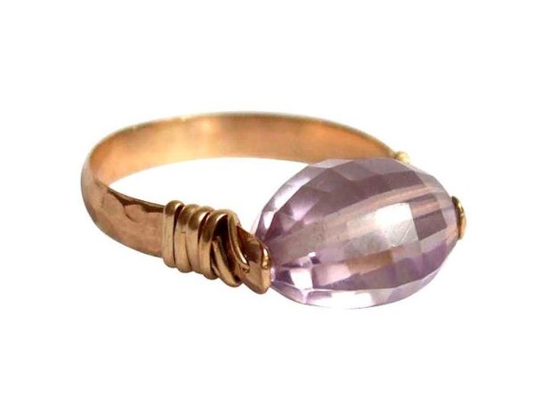 Gemshine - Damen - Ring - Spannring - Vergoldet - Rosenquarz - Rosa, Ringgröße:56 (17.8) – Bild 4