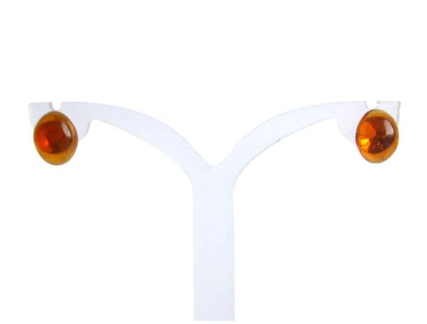 Gemshine - Damen - Ohrringe - Vergoldet - Bernstein - Gelb - Orange - Cabochon - 8 mm – Bild 5