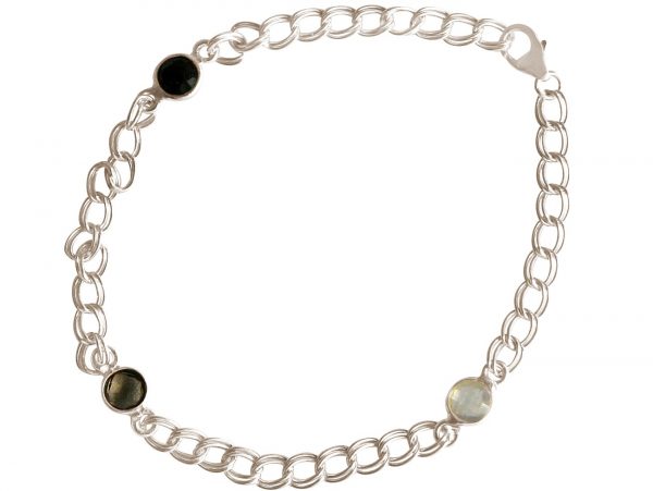 Gemshine - Damen - Armband - 925 Silber - Rosenquarz - Onyx - Rauchquarz - Rosa - Schwarz - Braun - Kette - Geschmeidig