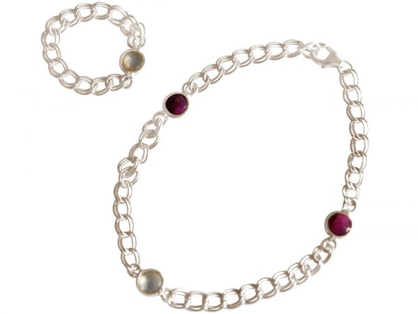 Gemshine - Damen - Armband - 925 Silber - Rubin - Rosenquarz - Rot - Rosa - Kette - Geschmeidig – Bild 3