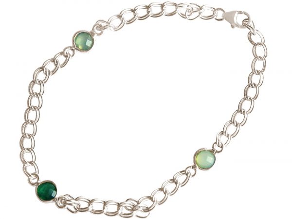 Gemshine - Damen - Armband - 925 Silber - Smaragd - Chalcedon - Grün - Meeresgrün - Kette - Geschmeidig