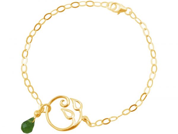 GEMSHINE Damenarmband aus hochwertig vergoldetem 925 Silber mit YOGA Lotusblume und Peridot Tropfen hervorragender Qualität. Made in Madrid / Spanien. Im eleganten Schmucketui mit Geschenkverpackung – Bild 3