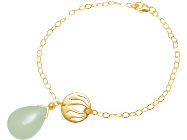 GEMSHINE Damenarmband aus hochwertig vergoldetem 925 Silber mit YOGA Lotusblume und Chalcedon Edelstein edler Qualität. Made in Madrid / Spanien. Im eleganten Schmucketui mit Geschenkverpackung. – Bild 3