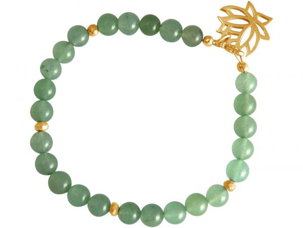 GEMSHINE Damenarmband aus hochwertig vergoldetem 925 Silber mit YOGA Lotusblume und Jade Edelsteine hervorragender Qualität. Made in Madrid / Spanien. Im eleganten Schmucketui mit Geschenkverpackung. – Bild 3