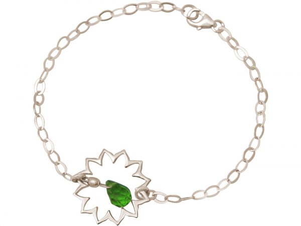 GEMSHINE Damenarmband aus 925 Silber mit YOGA Lotusblume und Turmalin Quarz. Edelstein hervorragender Qualität und Farbe. Made in Madrid / Spanien. Im eleganten Schmucketui mit Geschenkverpackung.