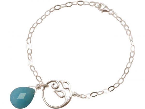 GEMSHINE Damenarmband aus 925 Silber mit YOGA Lotusblume und Türkis Tropfen. Edelstein hervorragender Qualität und Farbe. Made in Madrid / Spanien. Im eleganten Schmucketui mit Geschenkverpackung – Bild 3