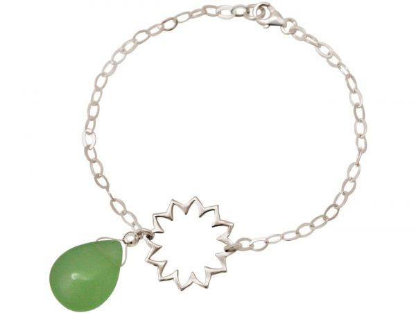 GEMSHINE Damenarmband aus 925 Silber mit YOGA Lotusblume und Chalcedon Tropfen. Edelstein hervorragender Qualität und Farbe. Made in Madrid / Spanien. Im eleganten Schmucketui mit Geschenkverpackung – Bild 3