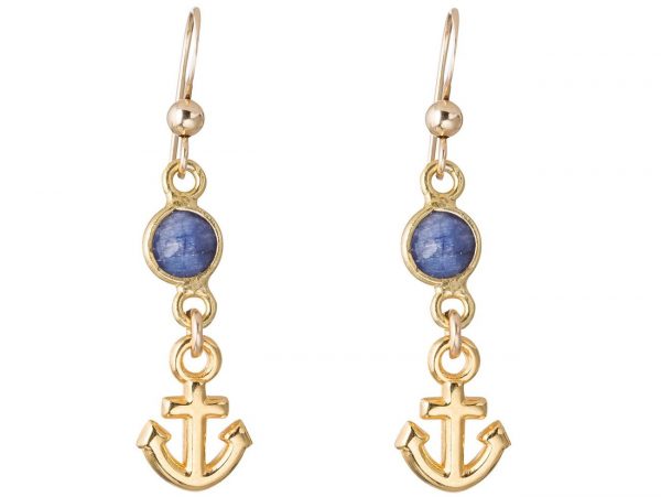 GEMSHINE Maritim Nautics Ohrringe mit Anker Ohrhänger in 925 Silber, hochwertig vergoldet oder rose im Navy Stil mit blauen Saphiren - Made in Madrid, Spanien – Bild 4