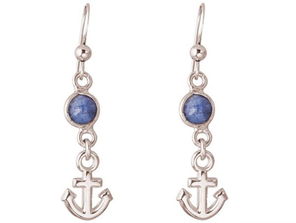 GEMSHINE Maritim Nautics Ohrringe mit Anker Ohrhänger in 925 Silber, hochwertig vergoldet oder rose im Navy Stil mit blauen Saphiren - Made in Madrid, Spanien, Metall Farbe:Silber – Bild 3