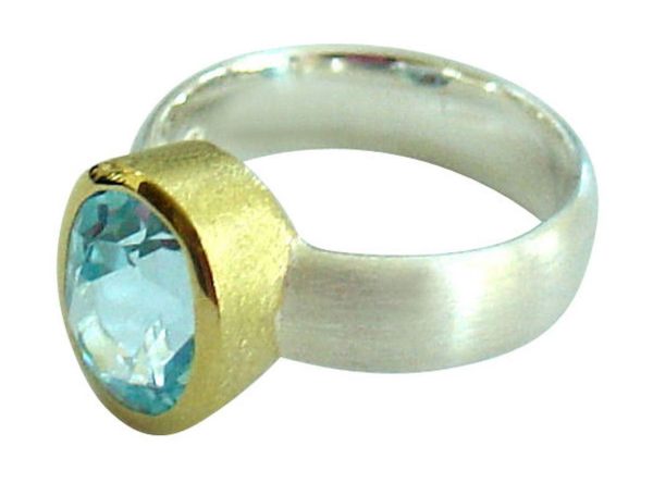 Gemshine - Damen - Ring - Silber 925 - Vergoldet - Topas - Blau, Ringgröße:53 (16.9) – Bild 4