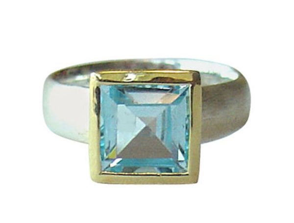 Gemshine - Damen - Ring - Silber 925 - Vergoldet - Topas - Blau, Ringgröße:53 (16.9)