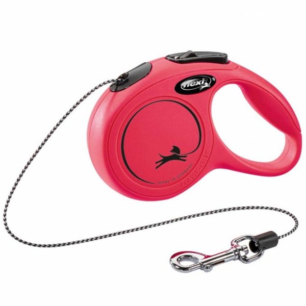 FLEXI Rollleine New CLASSIC Seil - 3m, bis 8kg - Rot