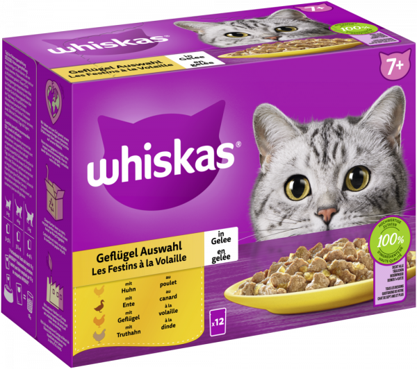 Whiskas 7+ Geflügel Auswahl Gelee 12x85gP