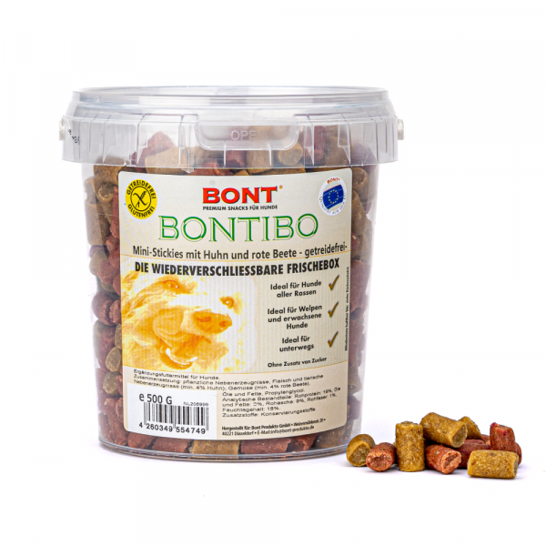 Bontibo gefr M-Stik Huhn+Be 500g