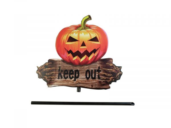 EUROPALMS Halloween Bodenstecker Kürbis "KEEP OUT", 50cm