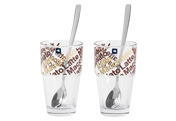 LEONARDO Latte Macchiato Becher 'Café Latte Solo' Set, 4-teilg, 2 x Becher und 2 x Löffel