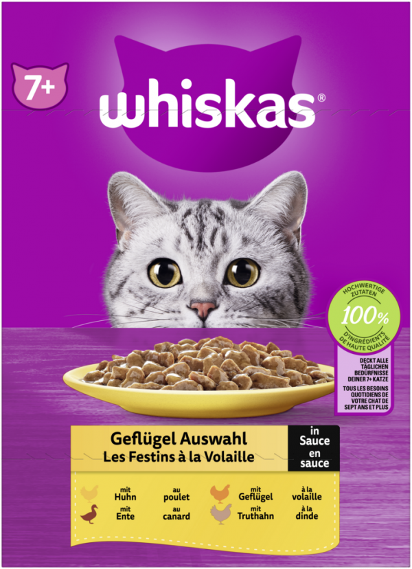 Whiskas 7+ Geflügel Auswahl Sauce 12x85gP