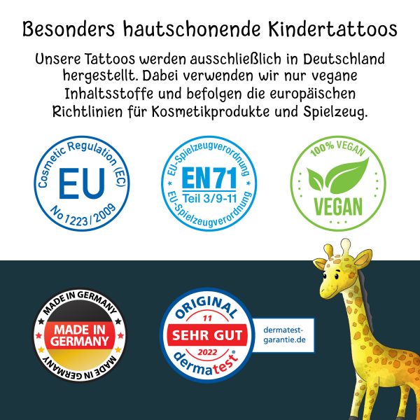 150 hautschonende Kindertattoos - Thema: Tierischer Spaß - 9 Tattoobögen im A6-Format - made in Germany – Bild 6