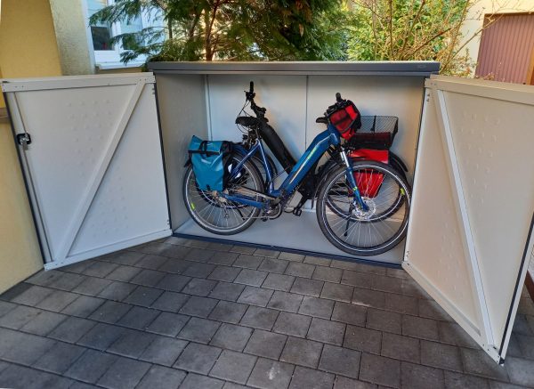 Gartenbox- Fahrradgarage FD mit Pultdach aus Stahl- Verzinkt RAL-7016 Anthrazit – Bild 7