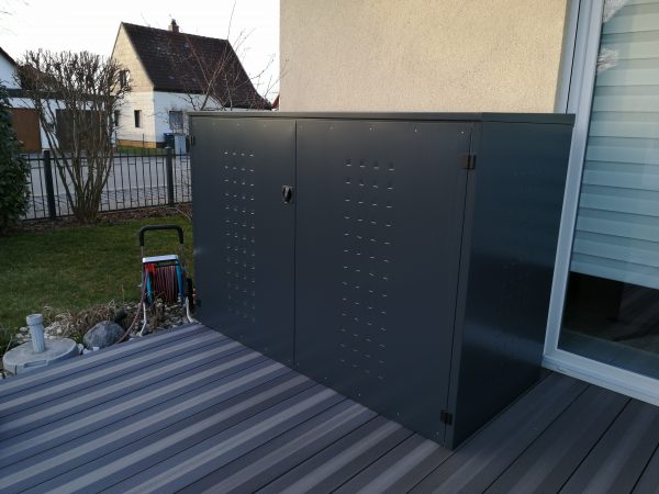 Gartenbox- Fahrradgarage FD mit Pultdach aus Stahl- Verzinkt RAL-7016 Anthrazit – Bild 5