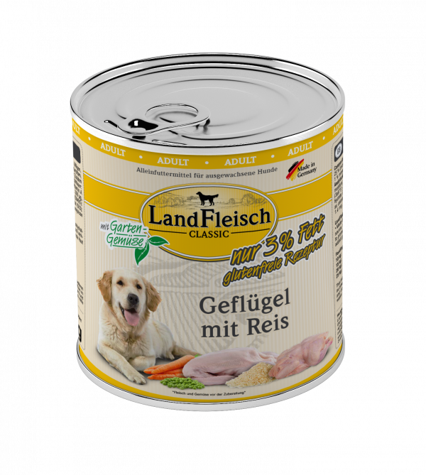 LandFleisch Dog Classic Geflügel mit Reis 800gD