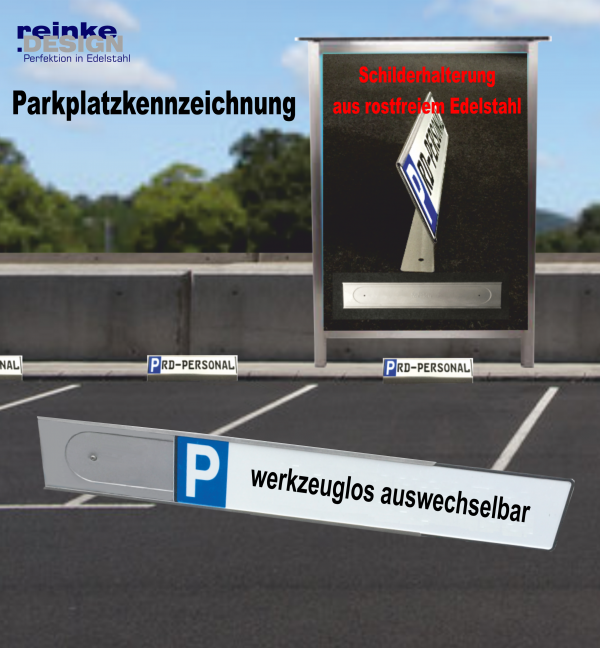 Parkschild- Halterung für KFZ- Schild/Kennzeichen Bodenbefestigung aus Edelstahl – Bild 5